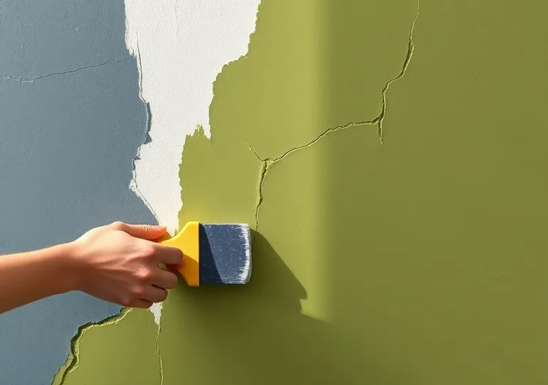 Ponçage et rebouchage des fissures avant mise en peinture