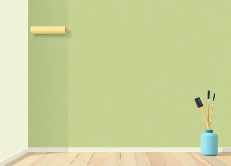 Pose de papier peint, rouleau et brosse à maroufler